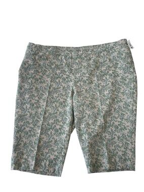 Isaac Mizahi Tan Green Paisley Pedal Pushers Capri Pants Petite Woman's 28WP New